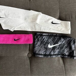 Nike Headband Trio - White, Pink, and Black
